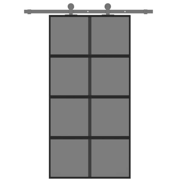vidaXL skydedør 102,5x205 cm hærdet glas og aluminium sort