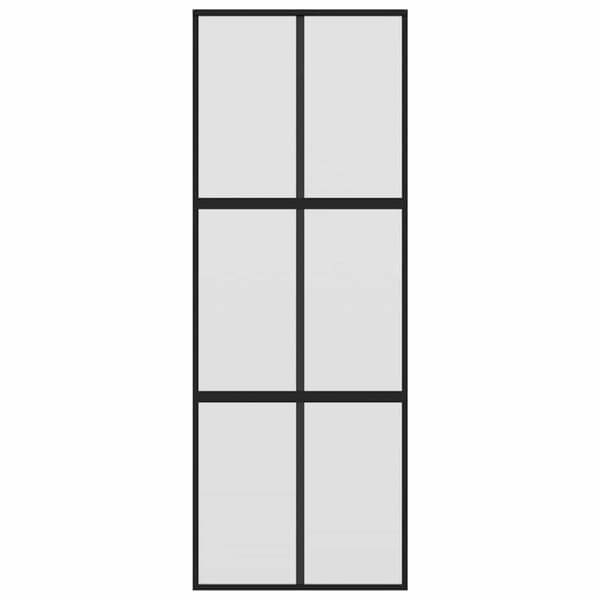 vidaXL Skyvedør svart 76x205 cm herdet glass og aluminium
