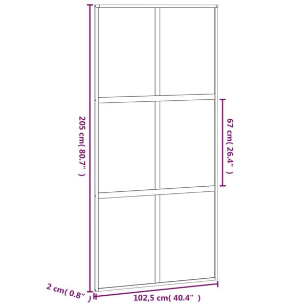 vidaXL skydedør 102,5x205 cm hærdet glas og aluminium sort