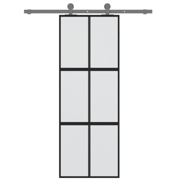 vidaXL skydedør 76x205 cm hærdet glas og aluminium sort