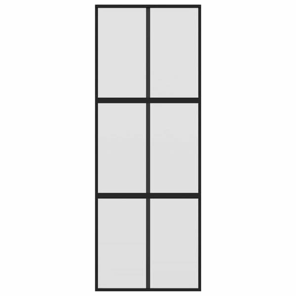 vidaXL skydedør 76x205 cm hærdet glas og aluminium sort