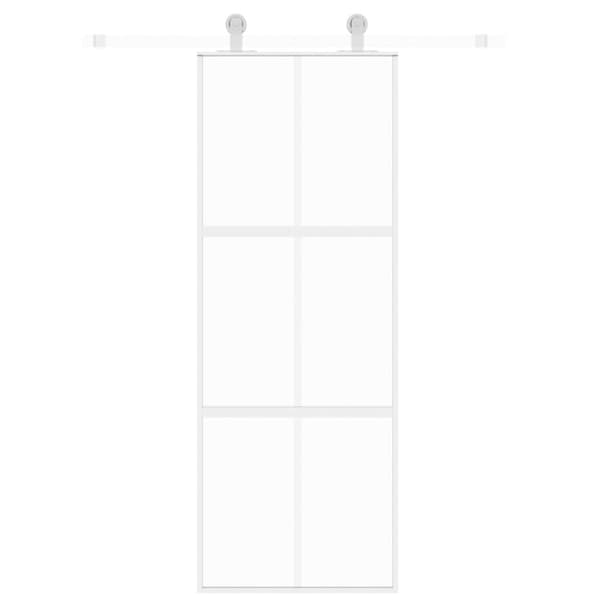 vidaXL skydedør 76x205 cm hærdet glas og aluminium hvid