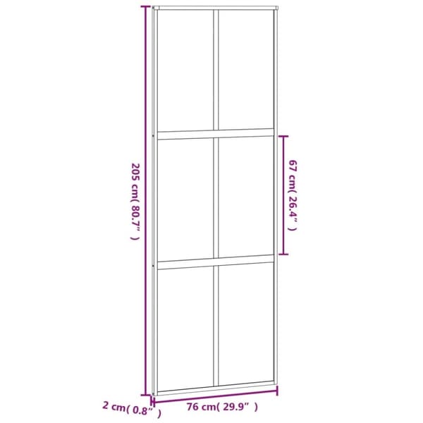 vidaXL skydedør 76x205 cm hærdet glas og aluminium hvid