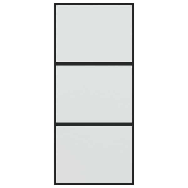 vidaXL skydedør 90x205 cm hærdet glas og aluminium sort