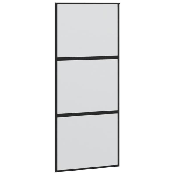 vidaXL skydedør 90x205 cm hærdet glas og aluminium sort