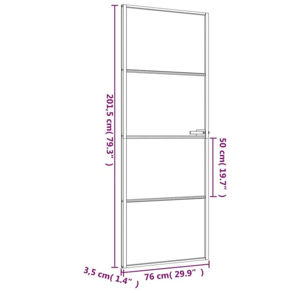 vidaXL Innerdörr svart 76x201,5 cm härdat glas och aluminium slim