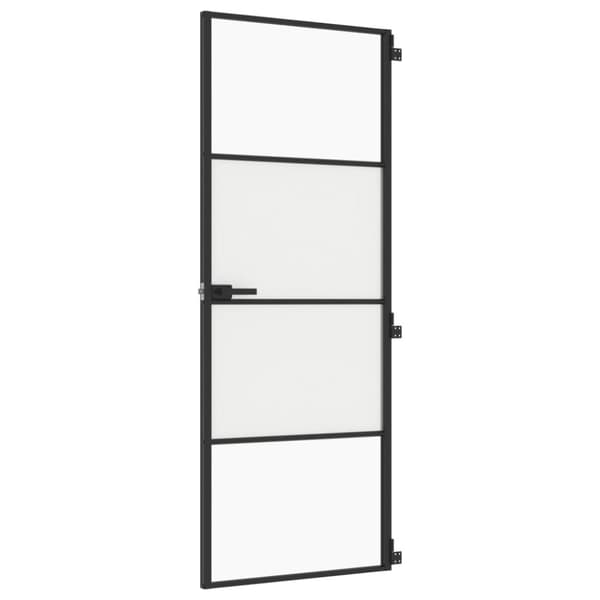 vidaXL Innerdörr svart 76x201,5 cm härdat glas och aluminium slim