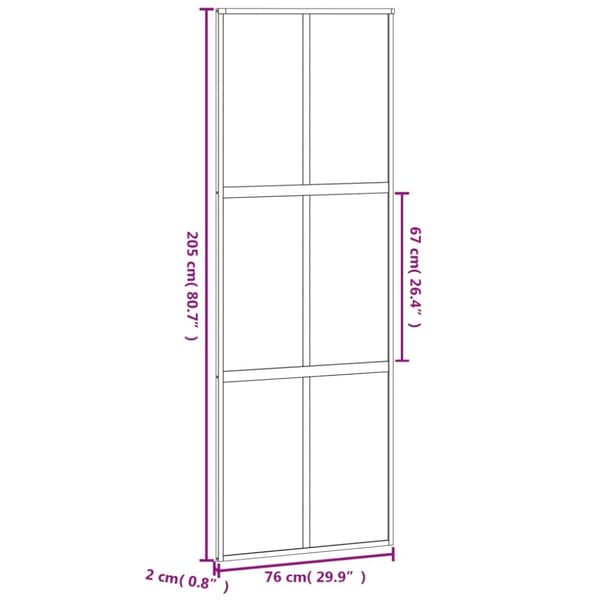 vidaXL Skyvedør svart 76x205 cm herdet glass og aluminium
