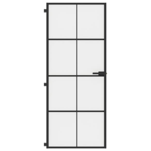 vidaXL Innerdörr svart 83x201,5 cm härdat glas och aluminium slim