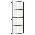 Miniatyrbild 5 av 9: vidaXL Innerdörr svart 83x201,5 cm härdat glas och aluminium slim