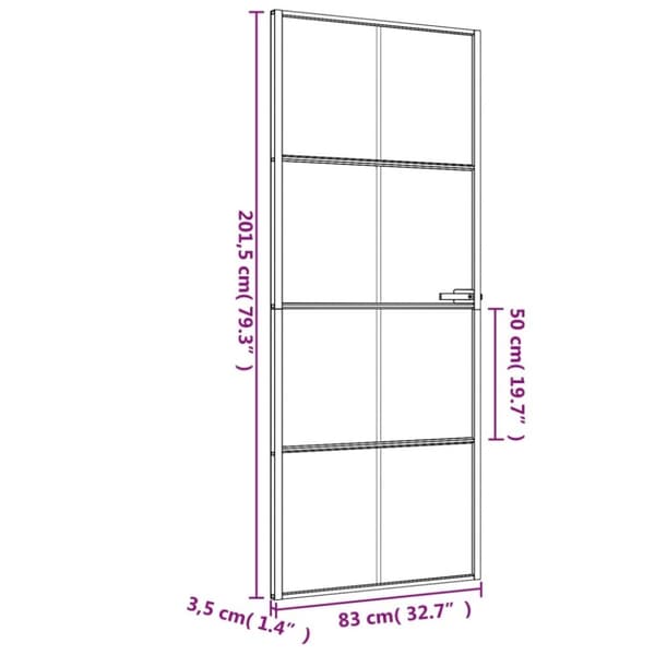 vidaXL Innerdörr svart 83x201,5 cm härdat glas och aluminium slim