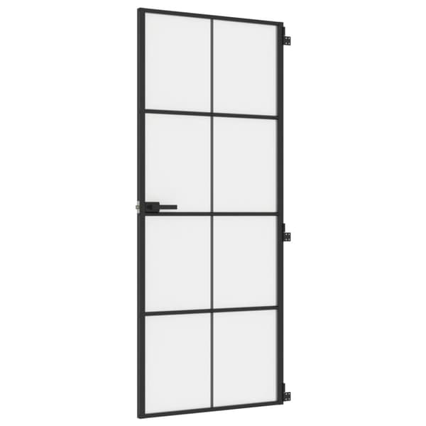 vidaXL Innerdörr svart 83x201,5 cm härdat glas och aluminium slim