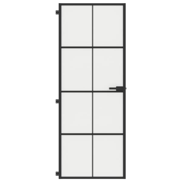 vidaXL Innerdør slank svart 76x201,5 cm herdet glass og aluminium