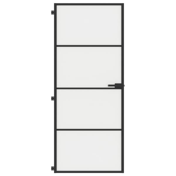 vidaXL Innerdörr svart 83x201,5 cm härdat glas och aluminium slim