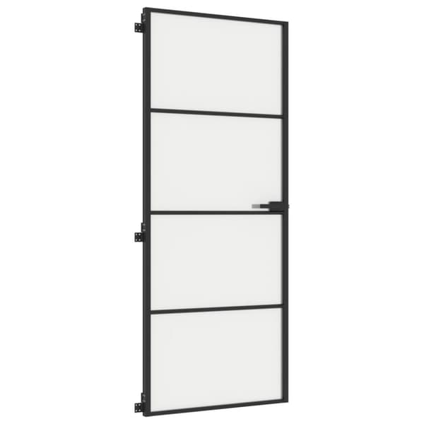 vidaXL Innerdörr svart 83x201,5 cm härdat glas och aluminium slim