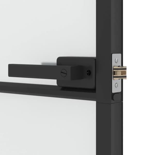 vidaXL Innerdörr svart 83x201,5 cm härdat glas och aluminium slim