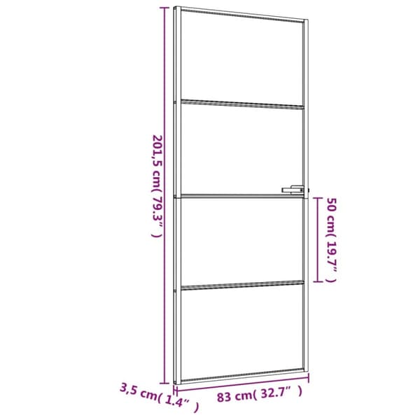 vidaXL Innerdörr svart 83x201,5 cm härdat glas och aluminium slim