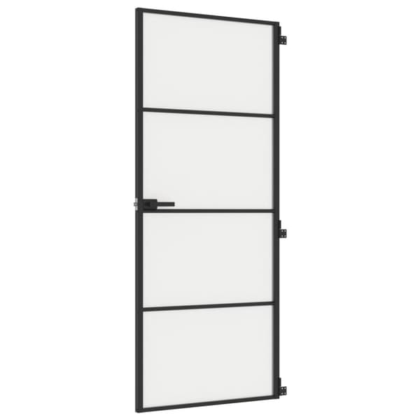 vidaXL Innerdörr svart 83x201,5 cm härdat glas och aluminium slim