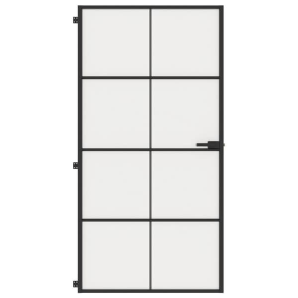 vidaXL Innerdør slank svart 102,5x201,5 cm herdet glass og aluminium