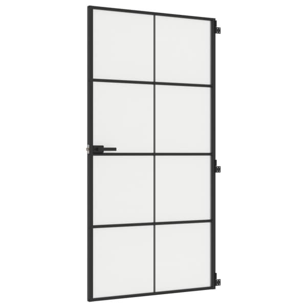 vidaXL Innerdörr svart 102,5x201,5 cm härdat glas och aluminium slim