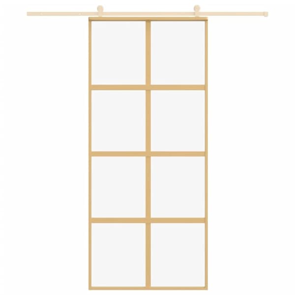 vidaXL Skjutdörr guld 90x205 cm klart ESG-glas och aluminium