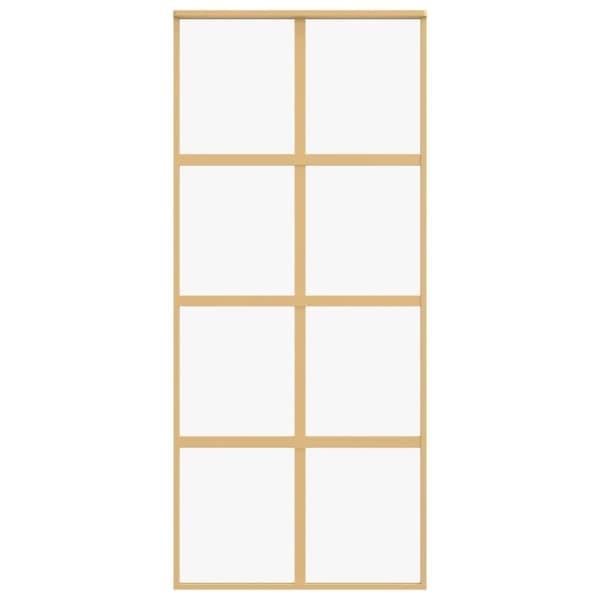vidaXL Skjutdörr guld 90x205 cm klart ESG-glas och aluminium