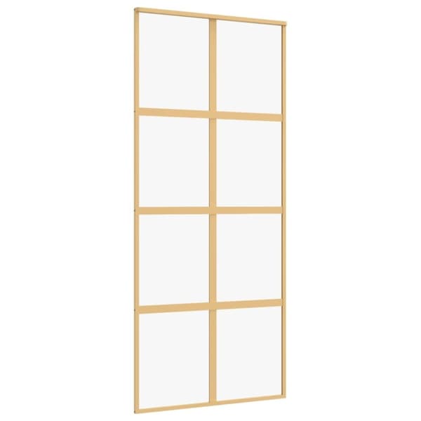 vidaXL Skjutdörr guld 90x205 cm klart ESG-glas och aluminium