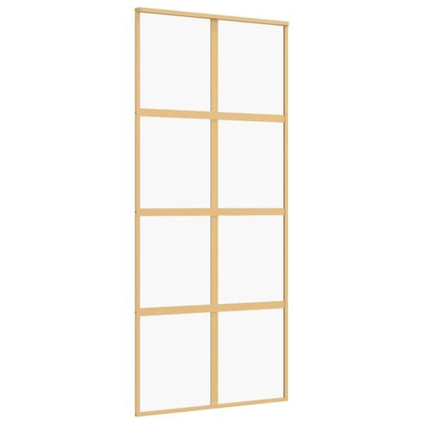 vidaXL skydedør 90x205 cm klart sikkerhedsglas og aluminium guldfarvet