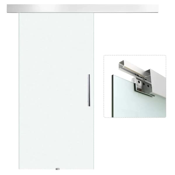 Rootz glasskydedør - skydedør - rumdør med håndtag - satin finish skydedør - indvendig skydedør - fuld satin finish - 102,5 x 205 cm