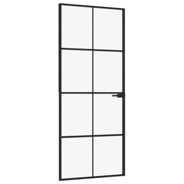 vidaXL dør 83x201,5 cm hærdet glas og aluminium sort -  Husdøre