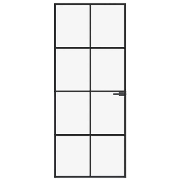vidaXL dør 83x201,5 cm hærdet glas og aluminium sort -  Husdøre