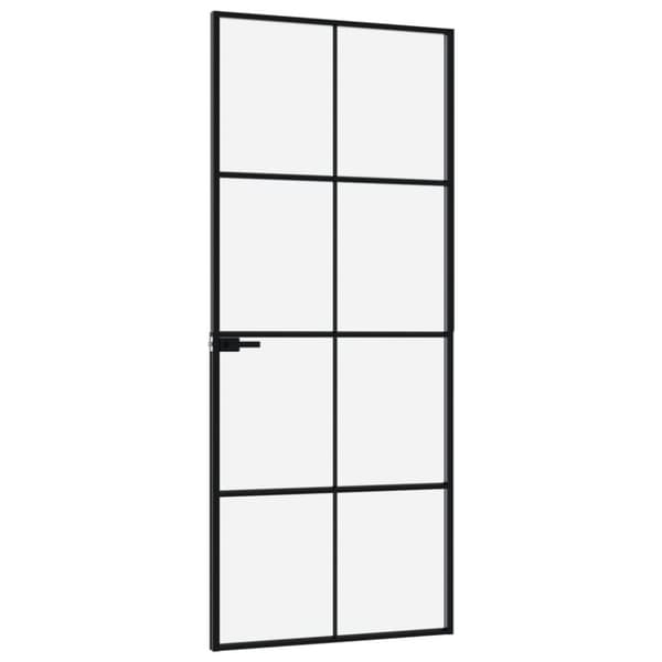 vidaXL dør 83x201,5 cm hærdet glas og aluminium sort -  Husdøre