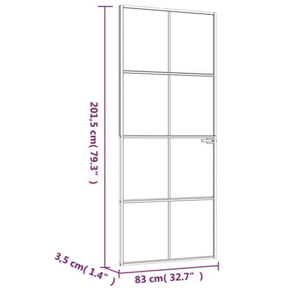 vidaXL dør 83x201,5 cm hærdet glas og aluminium sort -  Husdøre
