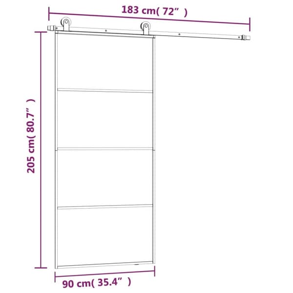 vidaXL skydedør med hardwaresæt 90x205 cm sikkerhedsglas aluminium -  Husdøre