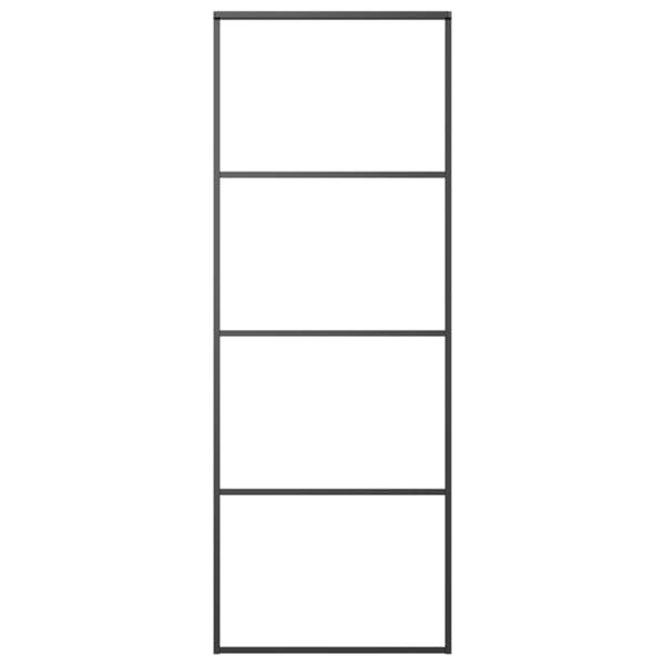 vidaXL skydedør 76x205 cm hærdet matteret glas og aluminium sort -  Husdøre