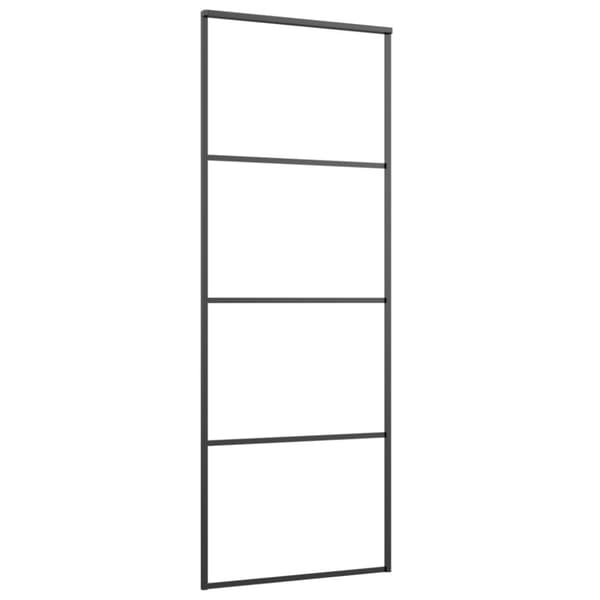 vidaXL skydedør 76x205 cm hærdet matteret glas og aluminium sort -  Husdøre