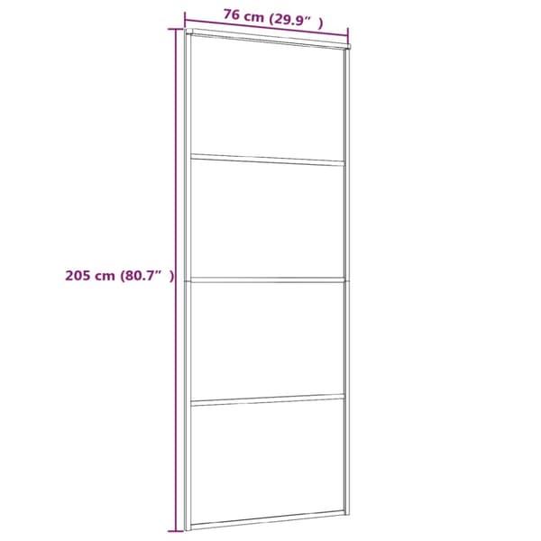 vidaXL skydedør 76x205 cm hærdet matteret glas og aluminium sort -  Husdøre