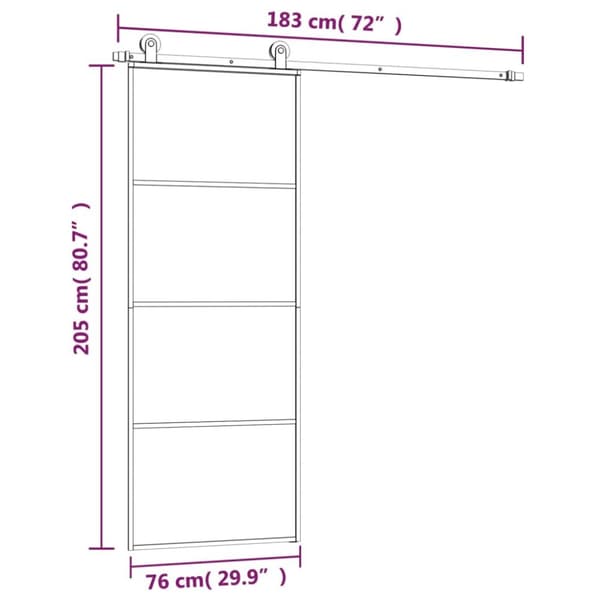 vidaXL skydedør med hardwaresæt 76x205 cm sikkerhedsglas aluminium -  Husdøre