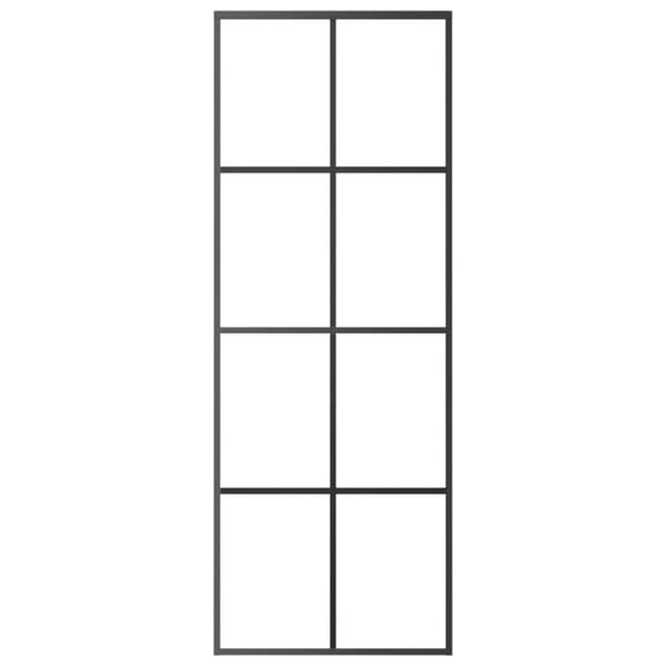 vidaXL skydedør 76x205 cm aluminium og sikkerhedsglas sort -  Husdøre