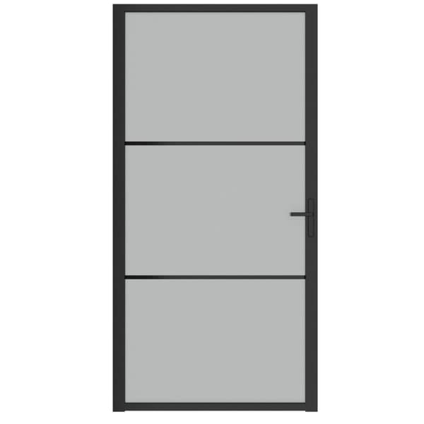 vidaXL dør 102,5x201,5 cm sikkerhedsglas mat glas og aluminium sort -  Husdøre