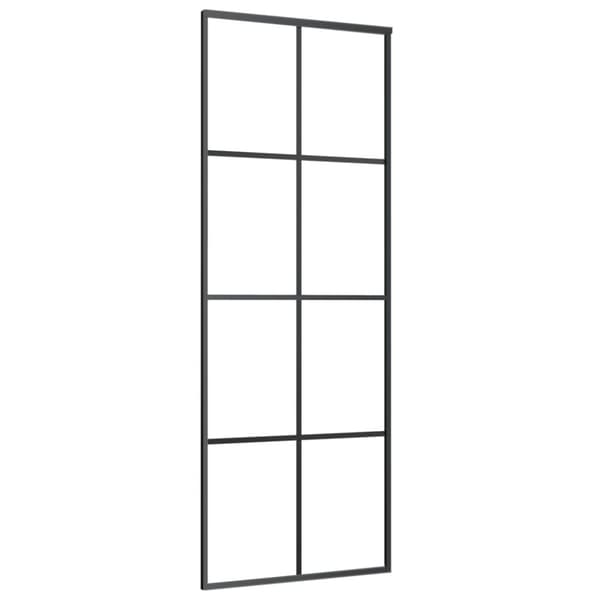 vidaXL skydedør 76x205 cm sikkerhedsglas og aluminium sort -  Husdøre