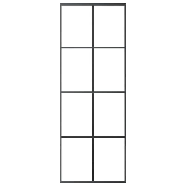 vidaXL skydedør 76x205 cm sikkerhedsglas og aluminium sort -  Husdøre