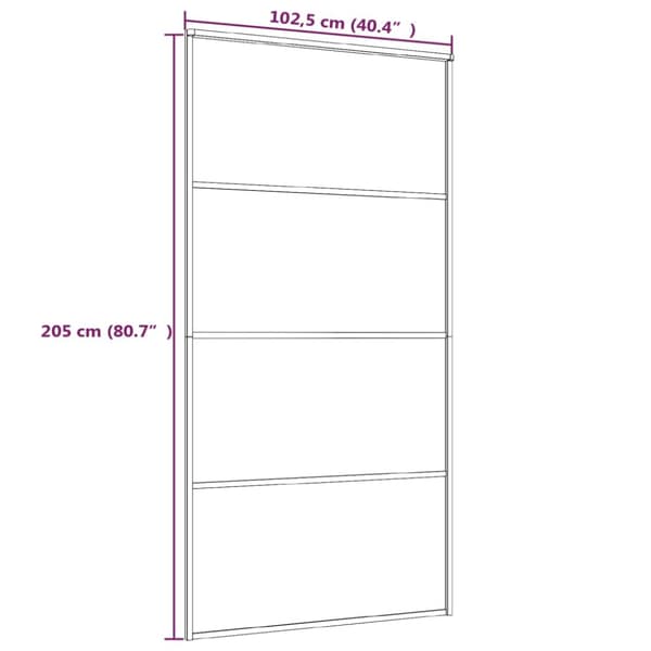 vidaXL skydedør 102,5x205 cm aluminium og sikkerhedsglas sort -  Husdøre
