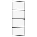 Pikkukuva 3 / 9: vidaXL Sisäovi musta 83x201,5 cm karkaistu lasi ja alumiini ohut -  Kodin ovet