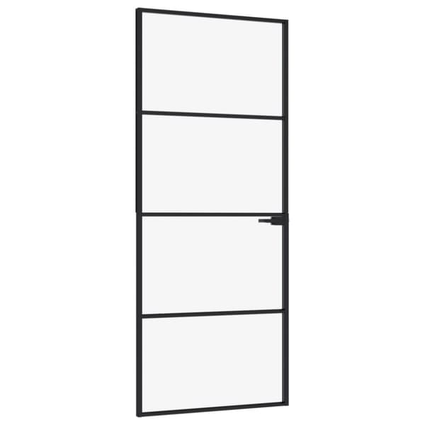 vidaXL Sisäovi musta 83x201,5 cm karkaistu lasi ja alumiini ohut -  Kodin ovet