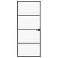 Pikkukuva 4 / 9: vidaXL Sisäovi musta 83x201,5 cm karkaistu lasi ja alumiini ohut -  Kodin ovet
