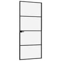 Pikkukuva 5 / 9: vidaXL Sisäovi musta 83x201,5 cm karkaistu lasi ja alumiini ohut -  Kodin ovet