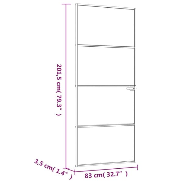vidaXL Sisäovi musta 83x201,5 cm karkaistu lasi ja alumiini ohut -  Kodin ovet