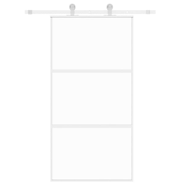 vidaXL skydedør 102,5x205 cm hærdet glas og aluminium hvid -  Husdøre