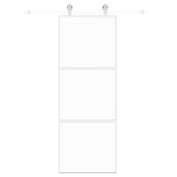 vidaXL skydedør 76x205 cm hærdet glas og aluminium hvid -  Husdøre